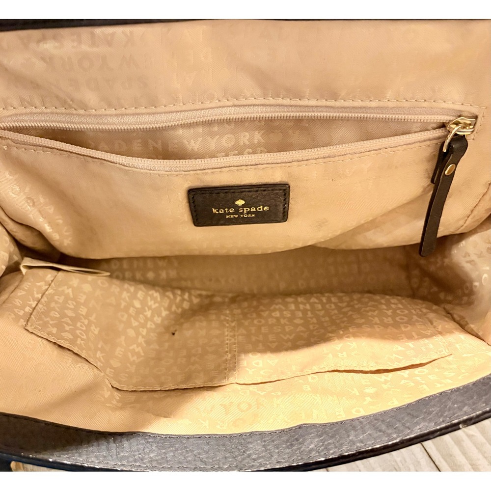 Kate Spade Black Pebbled Leather Suede Trim Crossbody Bag Top Handle Satchel - Picture 10 of 14